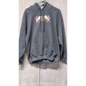 Norse Mythology Wolf Valknut Embroidered Hoodie Heather Charcoal Gray Sweatshirt